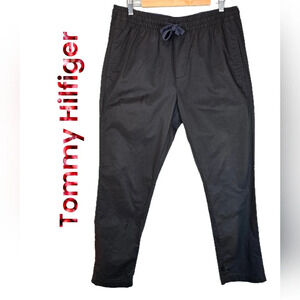 Tommy Hilfiger Mens Black Tie Elastic Waist Cotton Leisure Pants Sz M